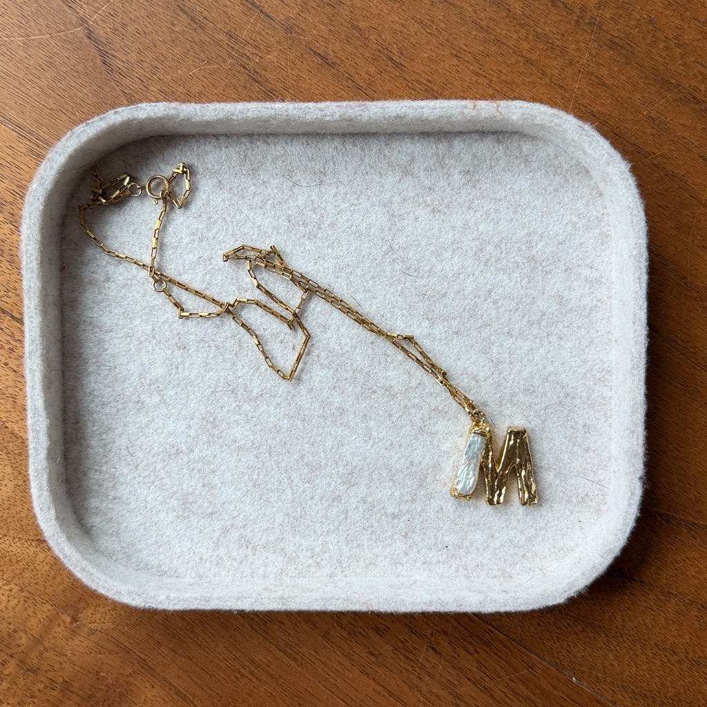 Pacharee 18k Yellow Gold M Initial Pendant Pearl Necklace
